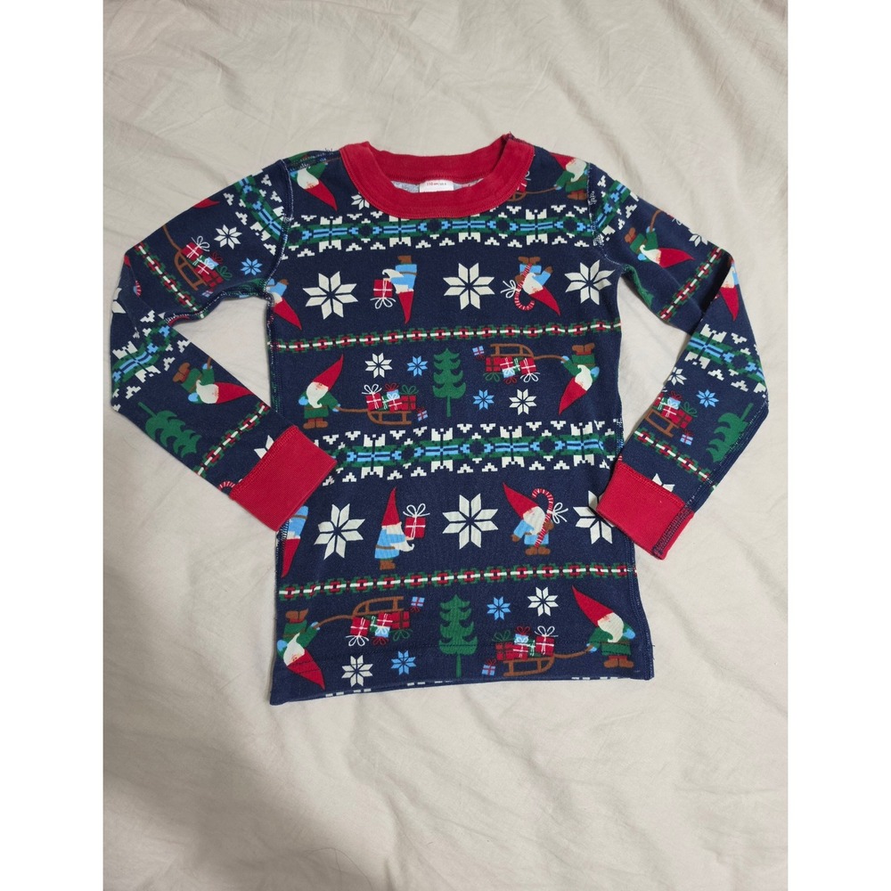 Hanna Andersson Kids Size 5 110cm Organic Cotton Holiday Gnome Pajama Top Navy